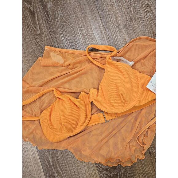 Nwt Jessica Simpson Orange Bikini Top with Cover-Up Size XS/S - Picture 6 of 8